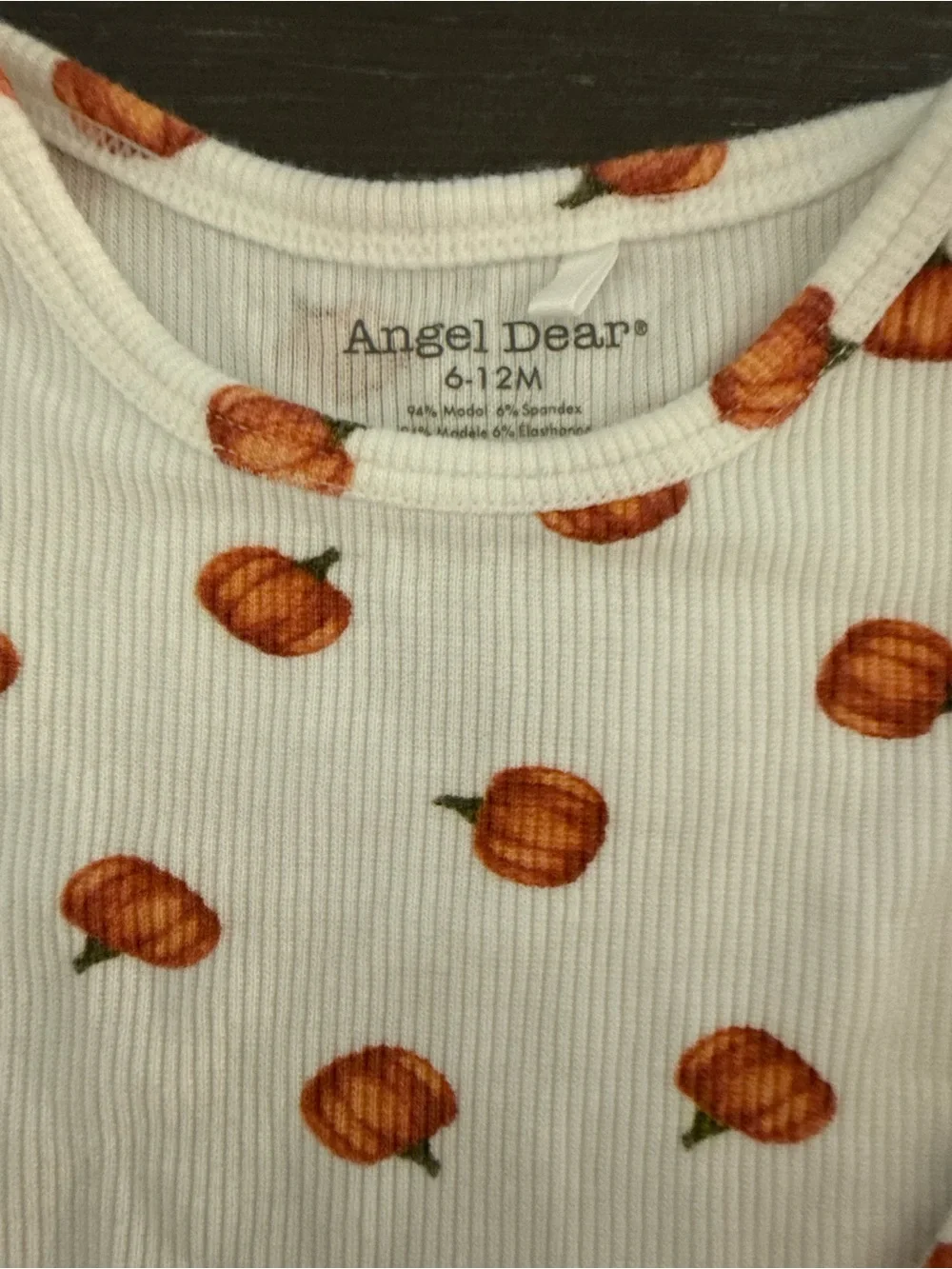 Angel Dear Cream Orange Pumpkin Print Baby Pajama Set Fall Size 6-12 M